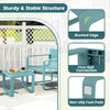 Blue weather-resistant Adirondack side table set with blunted edges and non-slip foot pads, perfect for outdoor use.