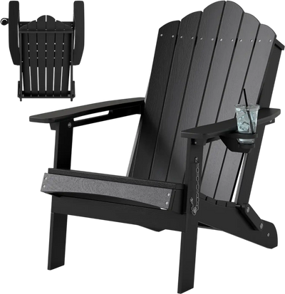Costway Folding HDPE Adirondack Chair Weather Resistant High Back 69872002 New