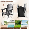 Folding Adirondack chair in black with high backrest and built-in cup holder, ideal for backyard relaxation and portability.