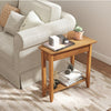 2-Tier Wedge Narrow End Table with Storage Shelf and Solid Wood Legs-Walnut - Gallery View 1 of 10