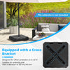 Weighted offset umbrella base with cross bracket, designed for umbrellas up to 10 ft, featuring fillable stability and.