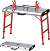 Welding table with adjustable height, 42" x 21" galvanized metal top, and two bar clamps for versatile project support.