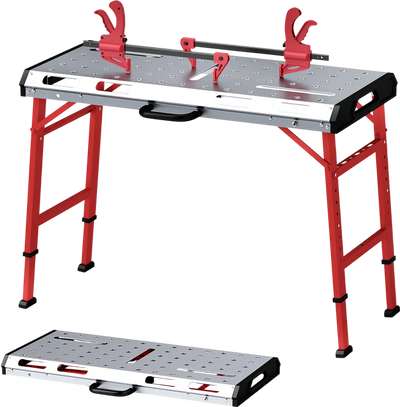 Costway Adjustable Height Welding Table w/ 2 Bar Clamps 42