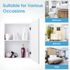 Wall mounted adjustable medicine storage mirror cabinet in gray, featuring two shelves for organized bathroom.