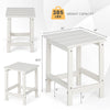 14-inch square white Adirondack side table with slatted top, weather-resistant, 385 lbs capacity, ideal for outdoor use.