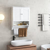 2-Doors Bathroom Wall-Mounted Medicine Cabinet with Towel Bar-White - Gallery View 1 of 10