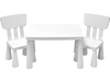 White 3-piece toddler table and chair set with ergonomic design, perfect for play, study, and snack time.