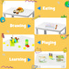 Multifunctional kids' table and chair set in white for eating, drawing, and playing, designed for ages 1-7.