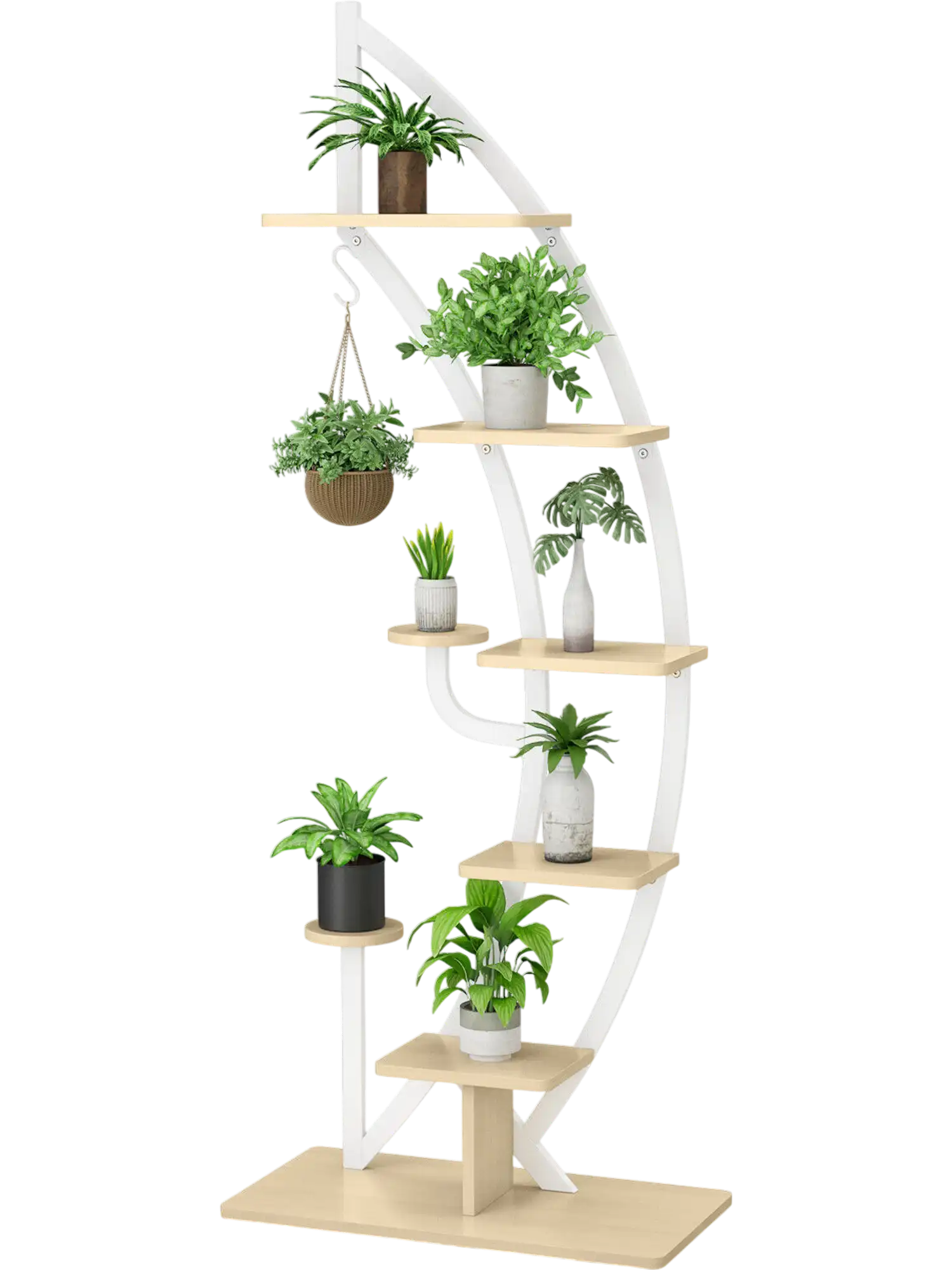 Costway 6-Tier 9-Pot Metal Plant Stand Display Shelf w/ Hook 87362149 New