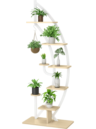 Costway 6-Tier 9-Pot Metal Plant Stand Display Shelf w/ Hook 87362149 New