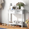 Narrow Console Table with Drawers and Open Storage Shelf-White - Gallery View 1 of 10