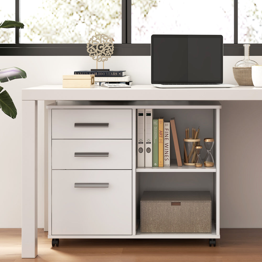 3-Drawer Mobile Lateral File Cabinet Printer Stand-White - Gallery View 1 of 10