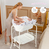 Folding Baby Changing Table with Bathtub and 4 Universal Wheels-White - Gallery View 1 of 11