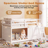 Twin size loft bed in white with enclosed storage and sliding door, maximizing vertical space for play and organization.