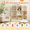Modern 9-cube storage organizer in white, ideal for toys and books, featuring anti-tipping kits for added stability.