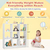 Modern 9-cube bookcase in white with smooth surface, ideal for organizing toys and books in kids' rooms.