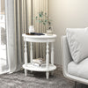2-Tier Oval Side Table with Storage Shelf and Solid Wood Legs-White - Gallery View 1 of 11