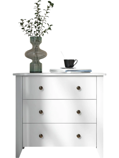 Costway 3 Drawer Dresser Chest Bedside Table White 82901567 New