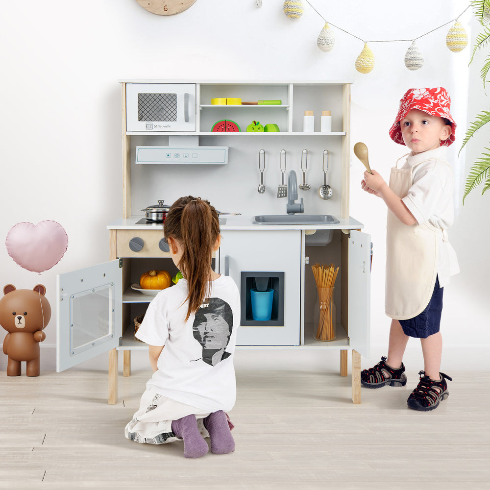 Wooden Pretend Play Kitchen Set for Toddlers-White - Gallery View 1 of 12