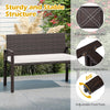 Wicker 2-seat bench with soft cushion, sturdy metal frame, and cozy backrests, ideal for gardens and patios.