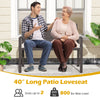 40" long wicker loveseat with soft seat cushion, metal frame, seats 2, ideal for outdoor patios and gardens.