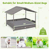 Wicker dog house with canopy in gray, elevated PE rattan design for small/medium pets, ideal for outdoor relaxation.