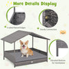 Wicker dog house with canopy in gray, featuring a raised bottom for ventilation and 3-sided edges for pet safety.