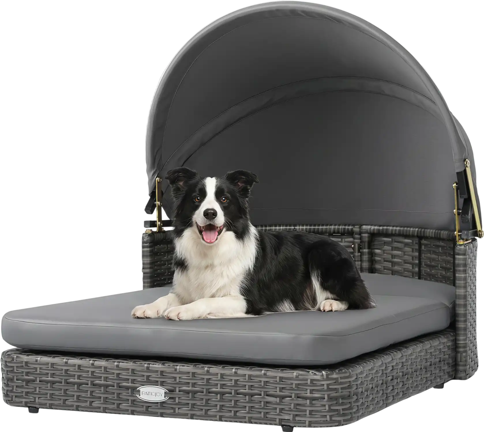 Costway Wicker Dog House Adjustable Canopy 2 Cushions Small Medium Dogs 30831037 New