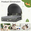 Wicker dog house with adjustable canopy and two detachable cushions, designed for small to medium dogs, in gray.