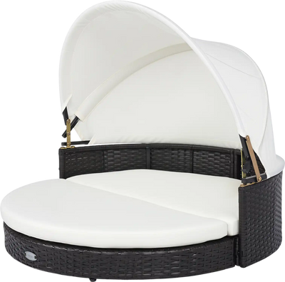 Costway Wicker Dog House Retractable Canopy Removable Cushion Small Medium Dogs 86935240 New