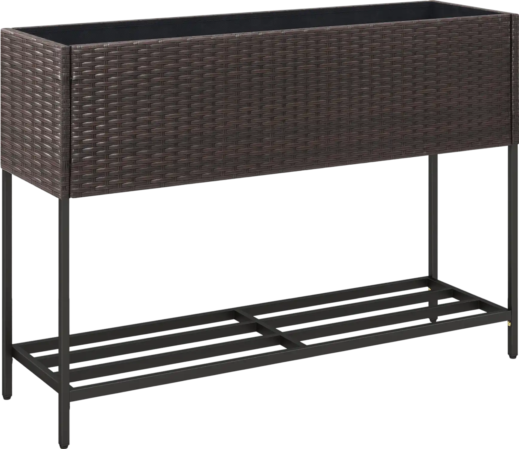 Costway Raised Wicker Garden Bed w/ Storage Shelf & Removable Liner 90082872 New
