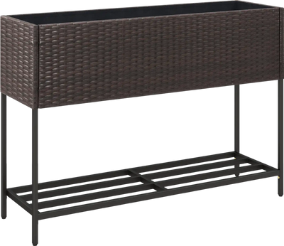 Costway Raised Wicker Garden Bed w/ Storage Shelf & Removable Liner 90082872 New