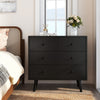 Wide Wooden Dresser with 4 Drawers for Bedroom Living Room-Black - Gallery View 1 of 10