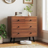 Wide wooden dresser in walnut finish, showcasing a spacious countertop for decorations and essentials in any living.