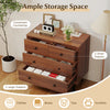 Wide wooden dresser in walnut finish featuring 4 drawers, ample storage, and a spacious countertop for decor.