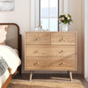 Wide Wooden Dresser with 4 Drawers for Bedroom Living Room-Natural - Gallery View 1 of 10
