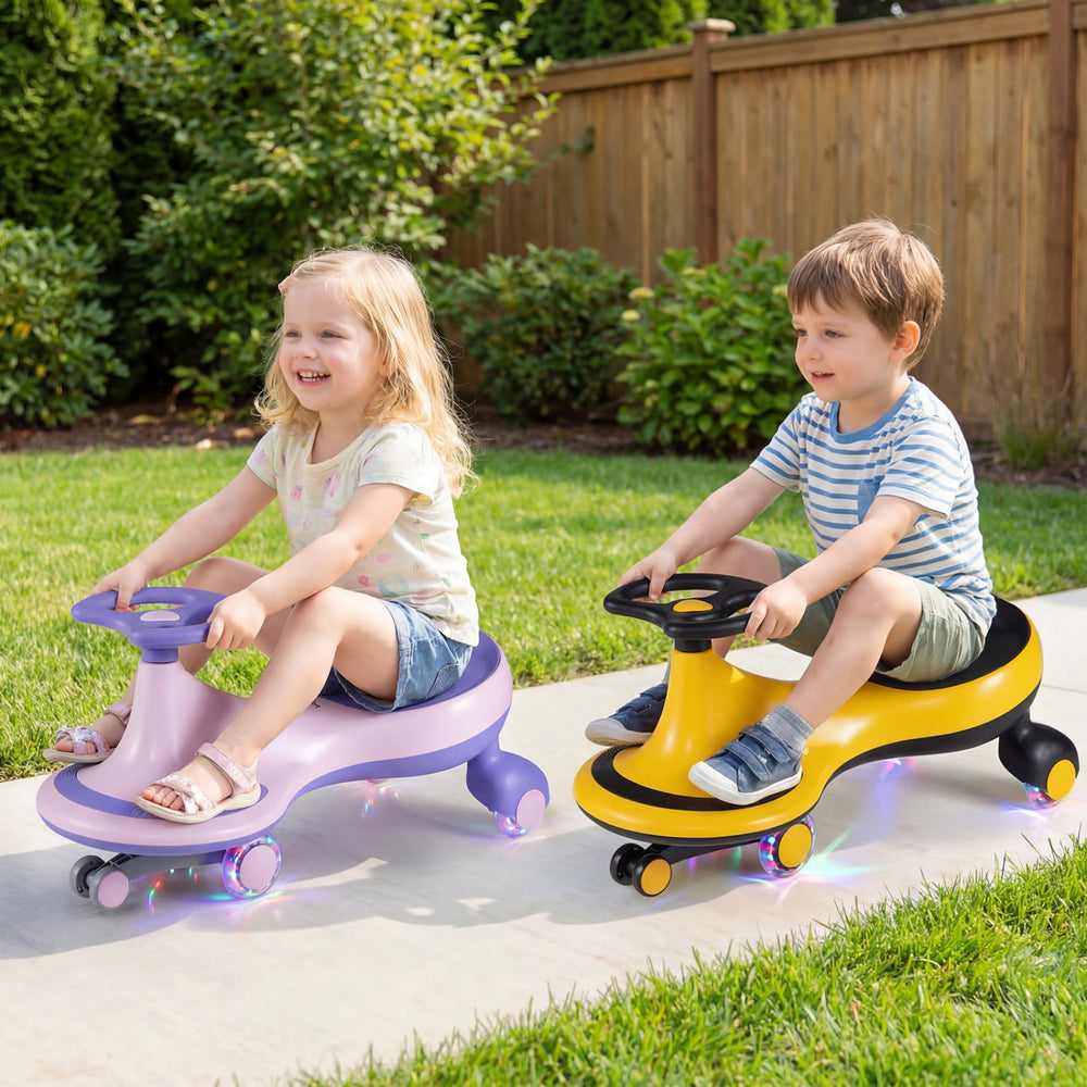 Wiggle Car Ride-on Toy with Flashing Wheels-Purple - Gallery View 1 of 10