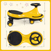 Wiggle car ride-on toy in yellow with flashing wheels, designed for indoor and outdoor fun, ensuring safety and.