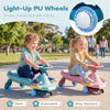Wiggle car for kids in blue with LED flashing wheels, designed for indoor and outdoor play, promotes balance and control.