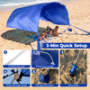 Portable beach tent canopy in navy, providing 137 sq.ft shade for 6-8 people, featuring easy setup and wind stability.