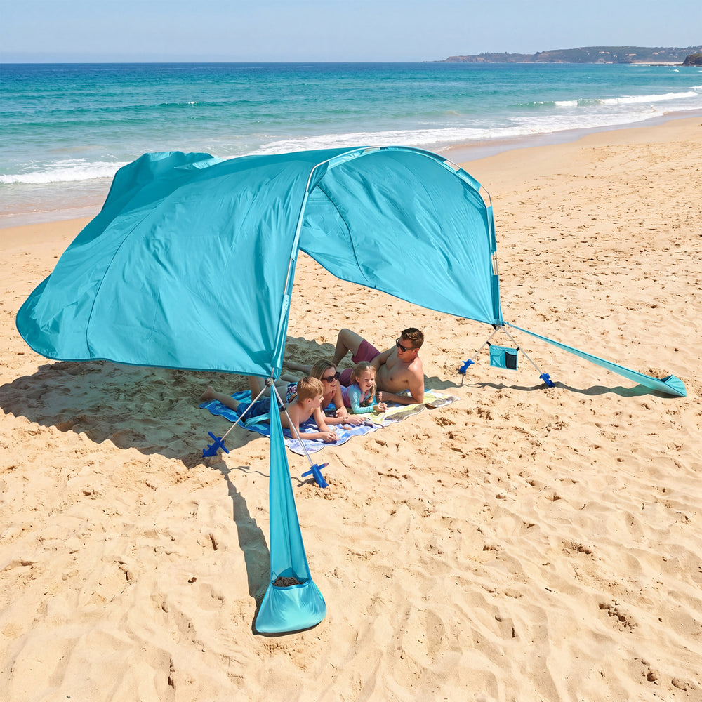 Wind Powered Beach Tent Portable Sun Shelter Canopy for Picnic-Blue - Gallery View 1 of 10