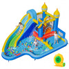 Windmill-themed inflatable water slide park with slide, jumping area, and ball pit for backyard fun and entertainment.
