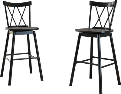 Costway Set of 2 Windsor Bar Stools Ergonomic Backrest Footrests 29