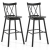 Set of 2 Windsor bar stools with ergonomic backrest, 29-inch seat height, and natural rubber wood frame for kitchen use.