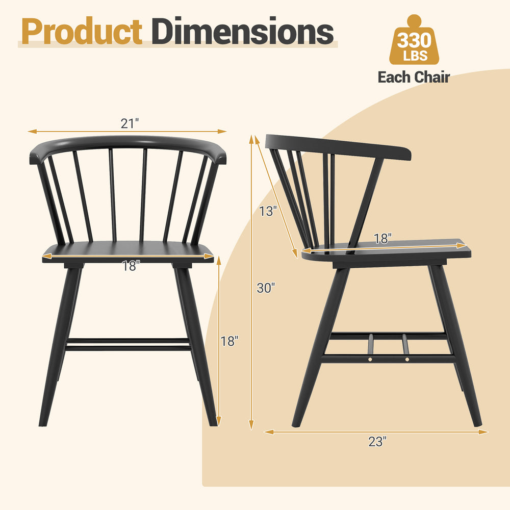 Windsor dining chair dimensions showing ergonomic design and sturdy construction, suitable for kitchens and dining.