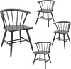 Set of 4 Windsor dining chairs in black with ergonomic backrest, ideal for kitchens and dining rooms.