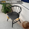 Windsor dining chair with large black seat, ergonomic spindle back, ideal for kitchens and dining rooms.