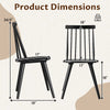 Windsor dining chair dimensions with solid rubber wood frame in black, featuring ergonomic design for comfort.