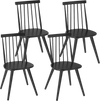 Set of 4 Windsor dining chairs in black with solid rubber wood frame, ideal for dining rooms and cafes.
