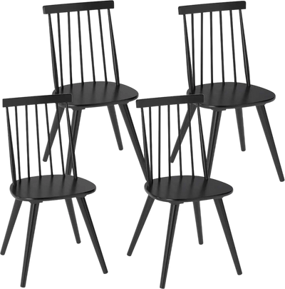 Costway Windsor Dining Chair Set of 4 Solid Rubber Wood Frame 43475145 New